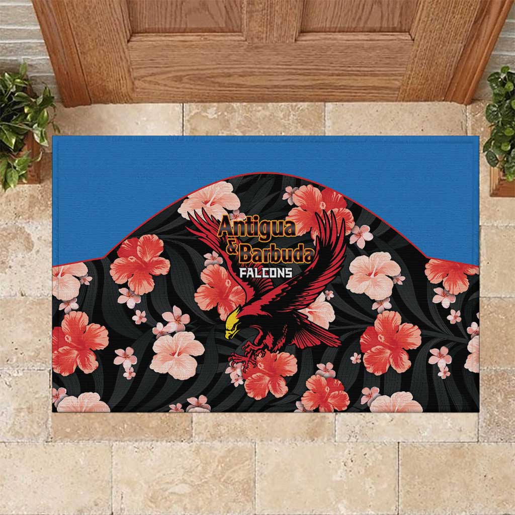 Antigua and Barbuda Cricket Rubber Doormat 2025 Go Falcons Tropical Style - Wonder Print Shop