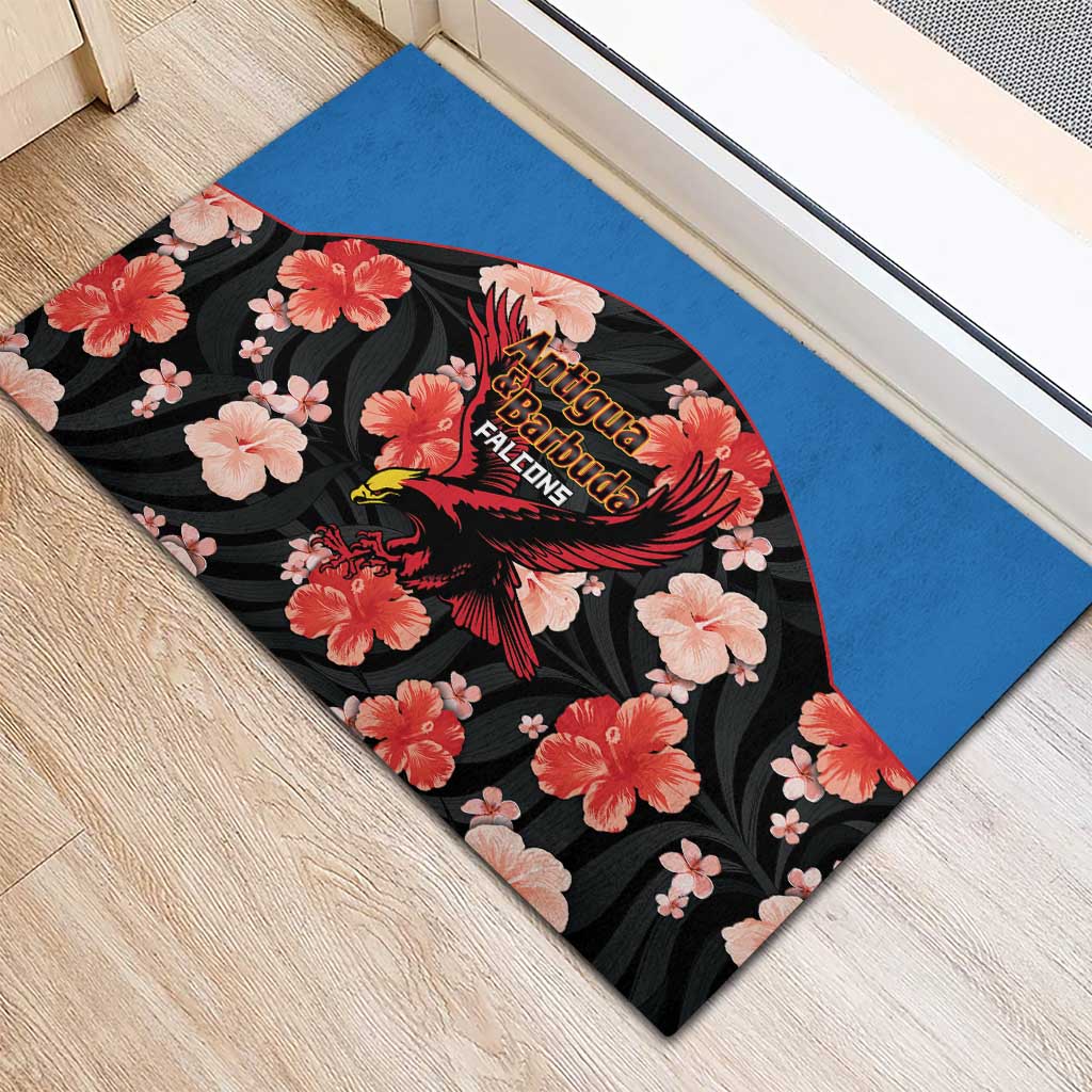 Antigua and Barbuda Cricket Rubber Doormat 2025 Go Falcons Tropical Style - Wonder Print Shop
