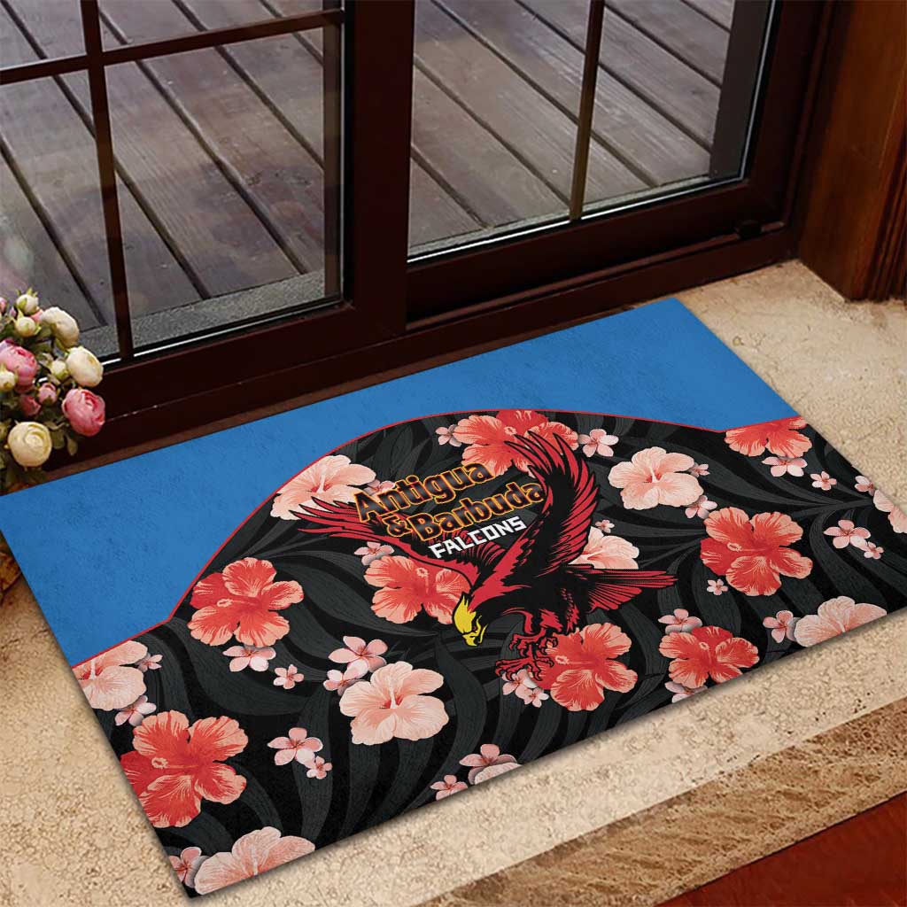 Antigua and Barbuda Cricket Rubber Doormat 2025 Go Falcons Tropical Style - Wonder Print Shop