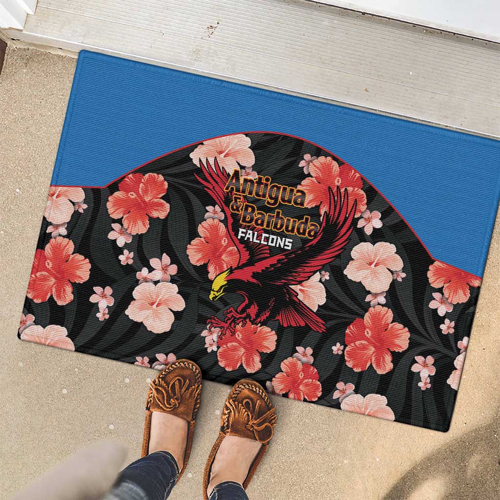 Antigua and Barbuda Cricket Rubber Doormat 2025 Go Falcons Tropical Style - Wonder Print Shop