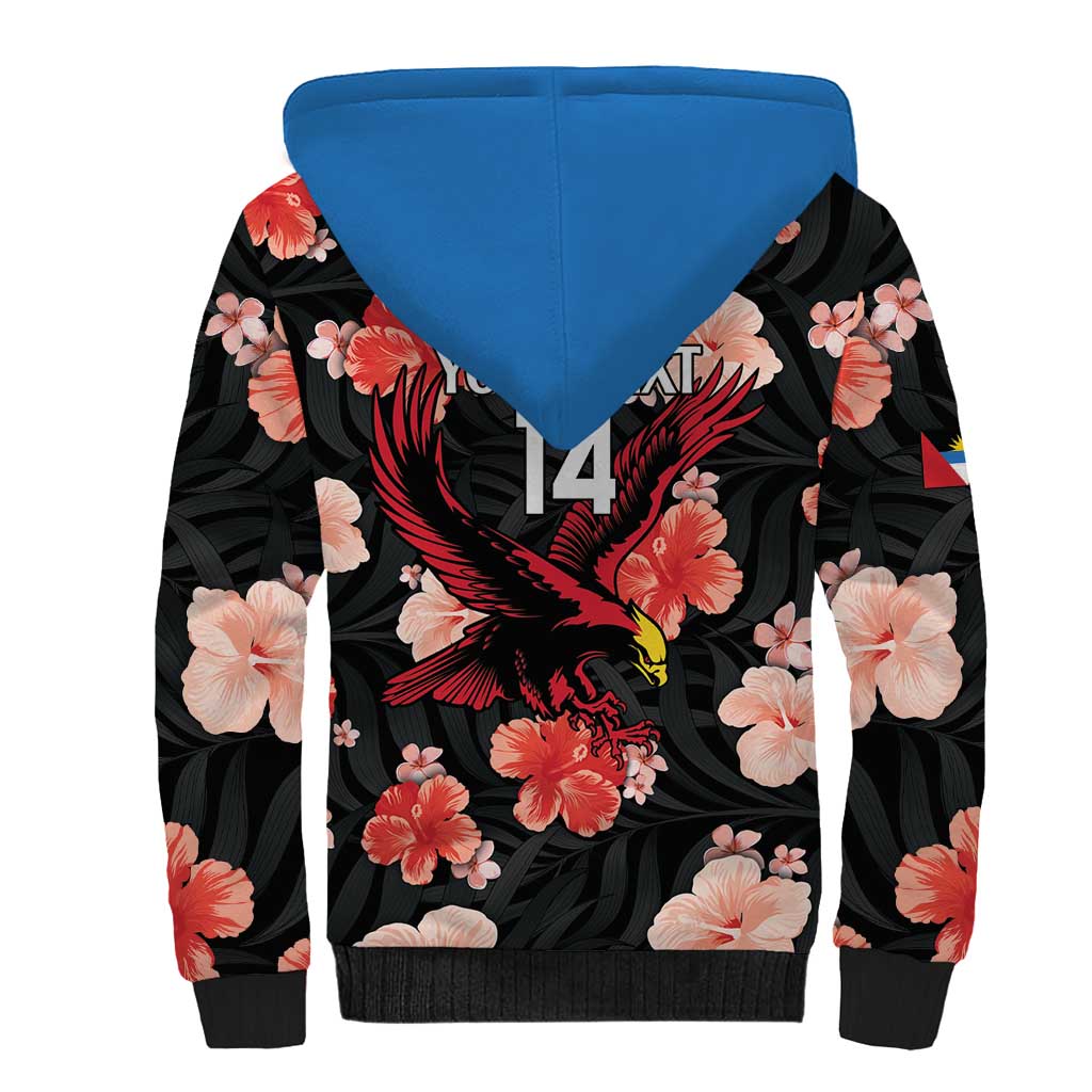 Custom Antigua and Barbuda Cricket Sherpa Hoodie 2025 Go Falcons Tropical Style - Wonder Print Shop