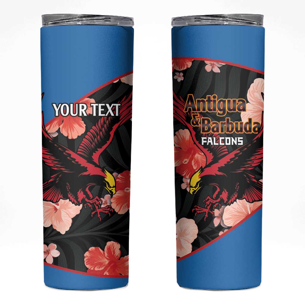 Custom Antigua and Barbuda Cricket Skinny Tumbler 2025 Go Falcons Tropical Style - Wonder Print Shop
