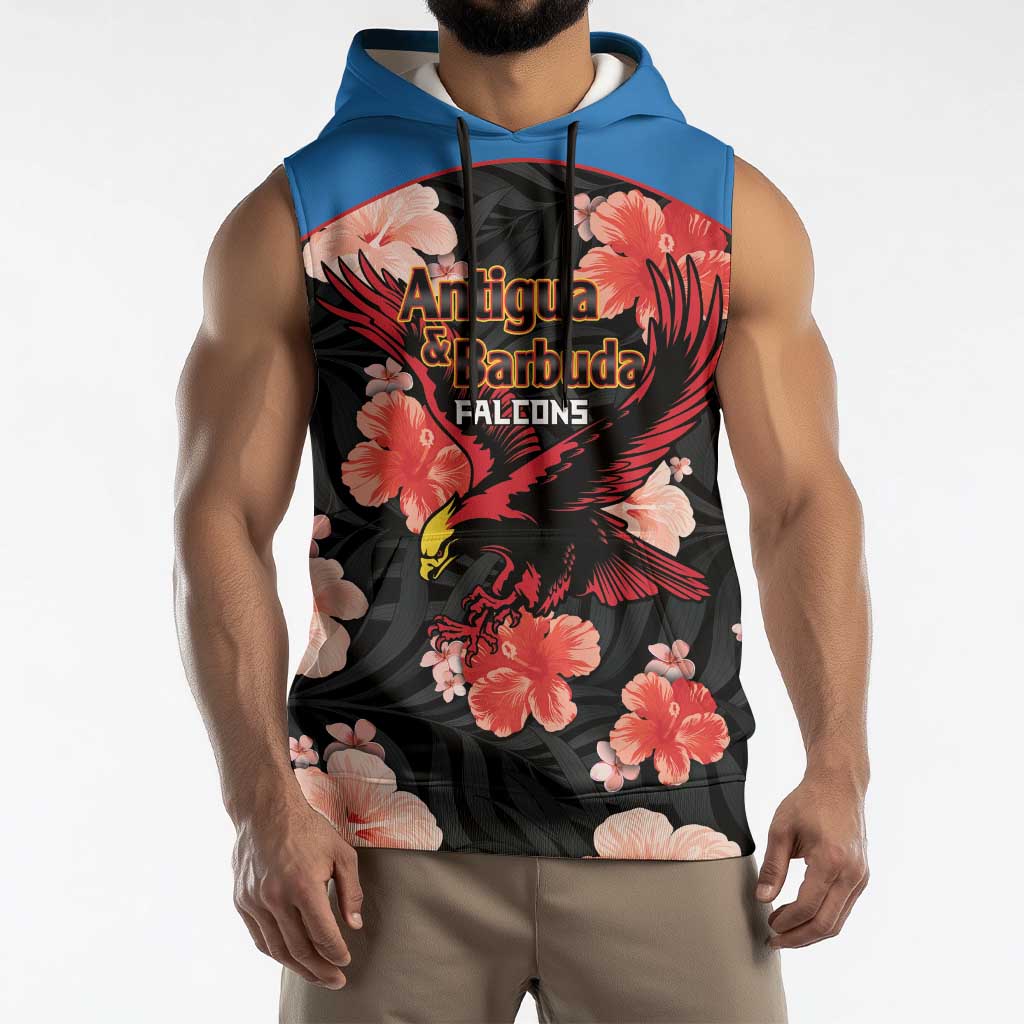 Custom Antigua and Barbuda Cricket Sleeveless Hoodie 2025 Go Falcons Tropical Style - Wonder Print Shop