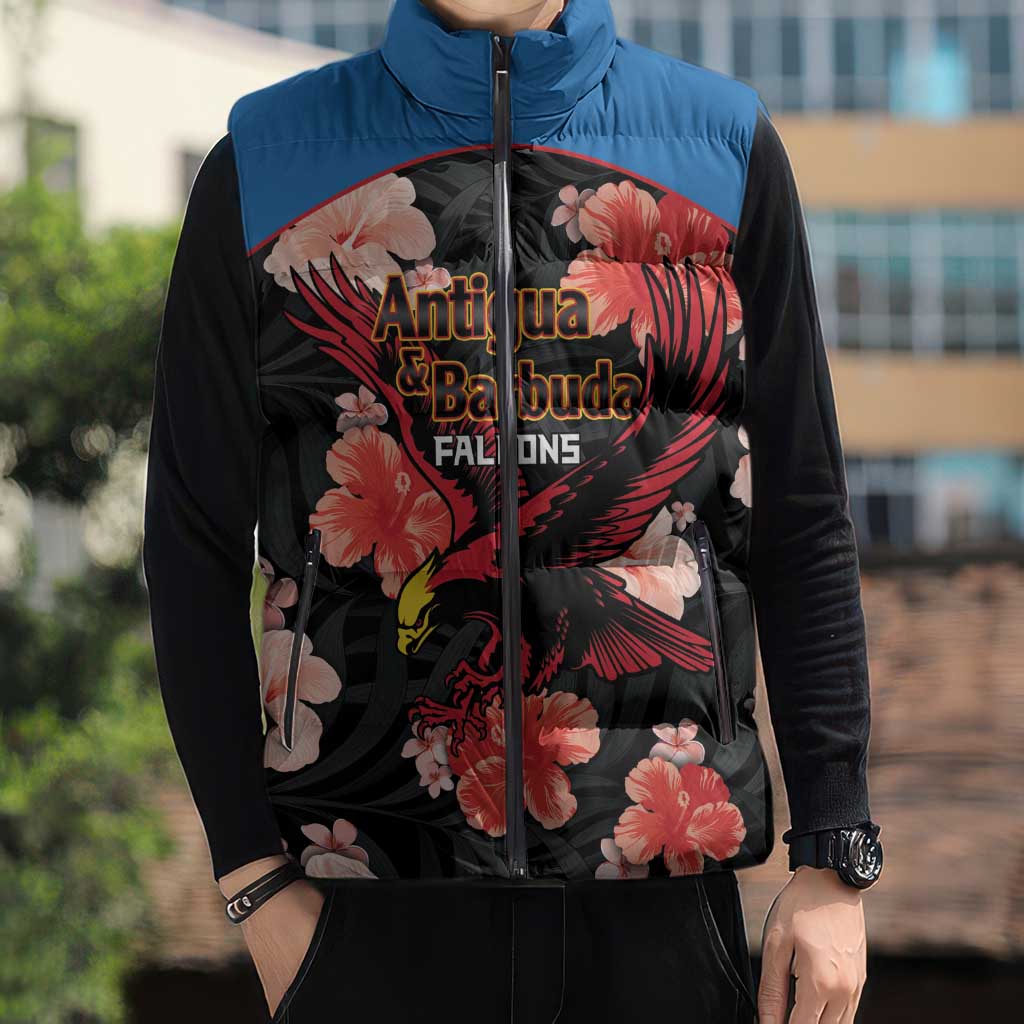 Custom Antigua and Barbuda Cricket Sleeveless Puffer Jacket 2025 Go Falcons Tropical Style - Wonder Print Shop