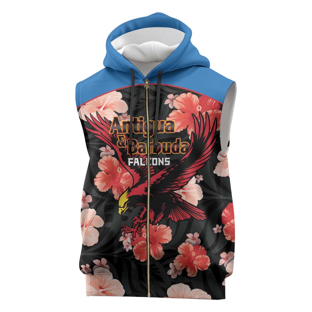 Custom Antigua and Barbuda Cricket Sleeveless Zip Hoodie 2025 Go Falcons Tropical Style - Wonder Print Shop