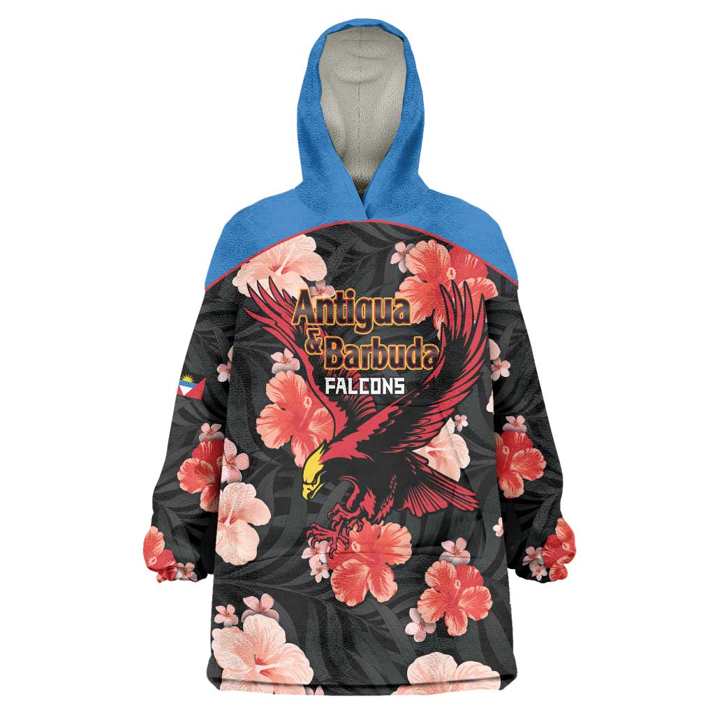 Custom Antigua and Barbuda Cricket Wearable Blanket Hoodie 2025 Go Falcons Tropical Style - Wonder Print Shop
