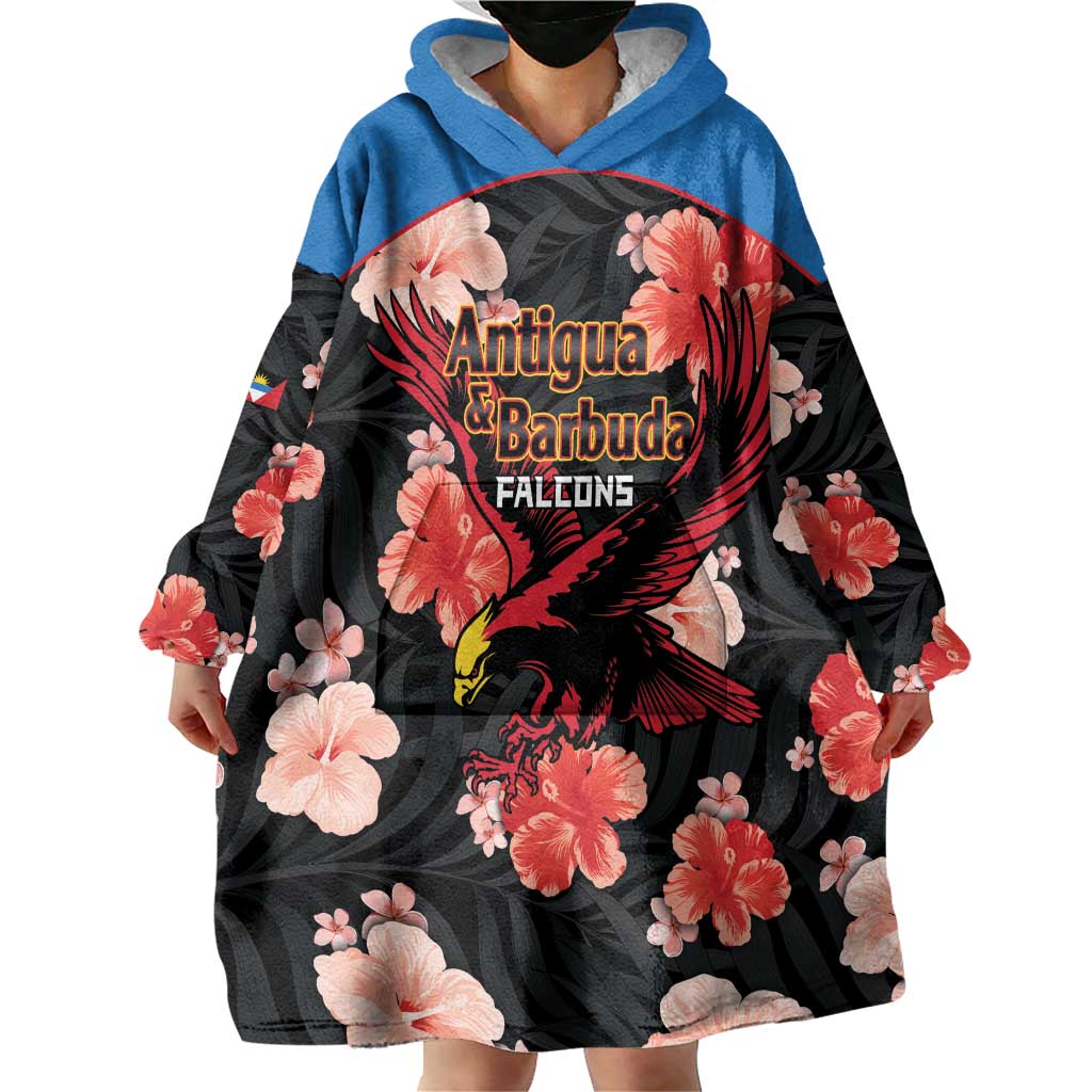 Custom Antigua and Barbuda Cricket Wearable Blanket Hoodie 2025 Go Falcons Tropical Style - Wonder Print Shop