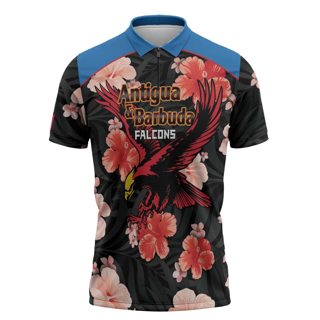 Custom Antigua and Barbuda Cricket Zipper Polo Shirt 2025 Go Falcons Tropical Style - Wonder Print Shop
