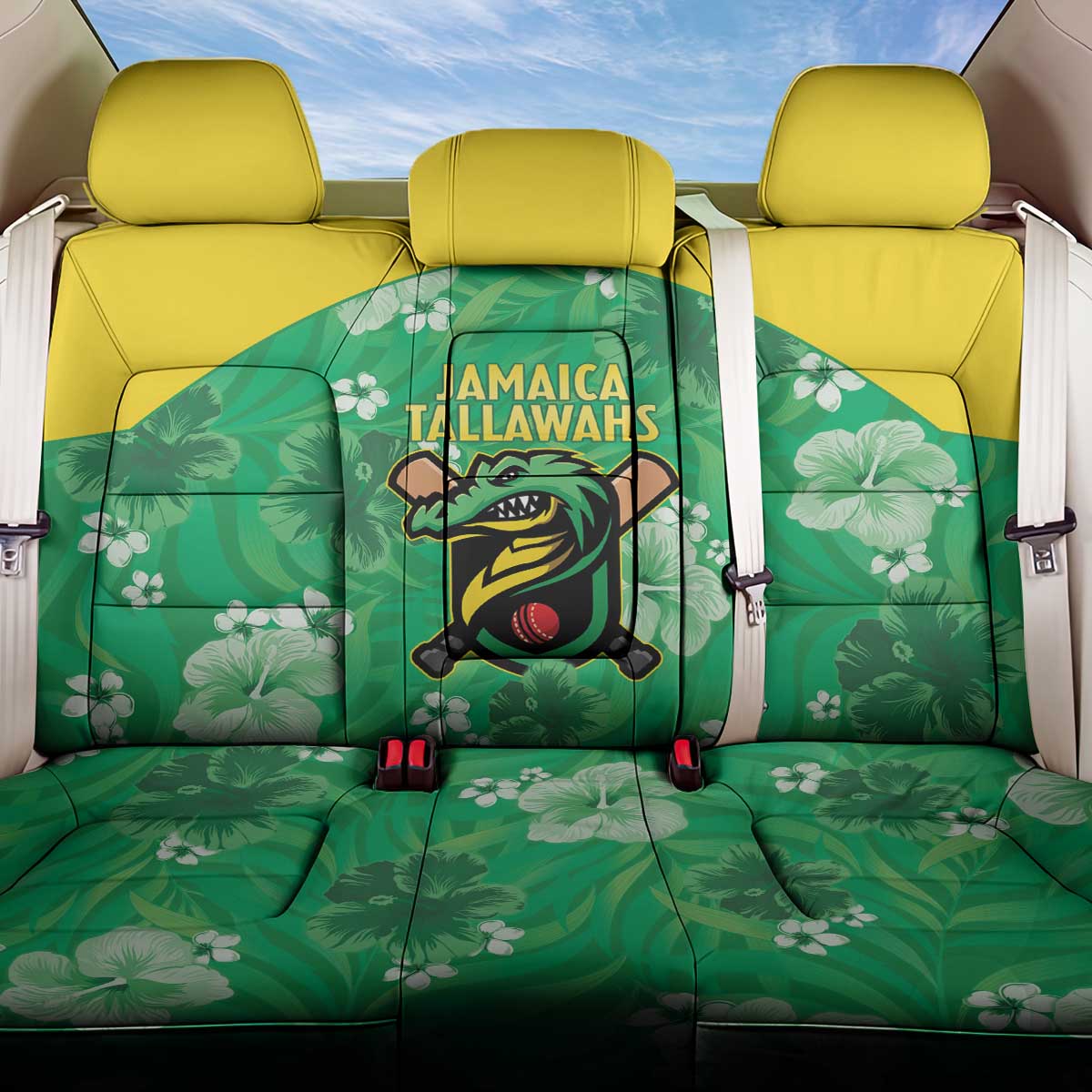 Jamaica Cricket Back Car Seat Cover Fi Wi Tallawahs Tropical Style - Wonder Print Shop