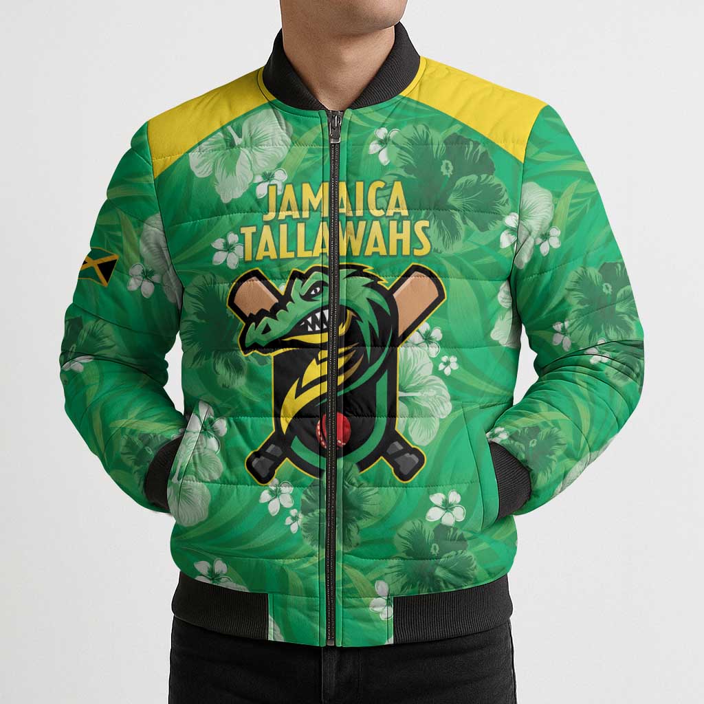 Custom Jamaica Cricket Bomber Puffer Jacket Fi Wi Tallawahs Tropical Style - Wonder Print Shop