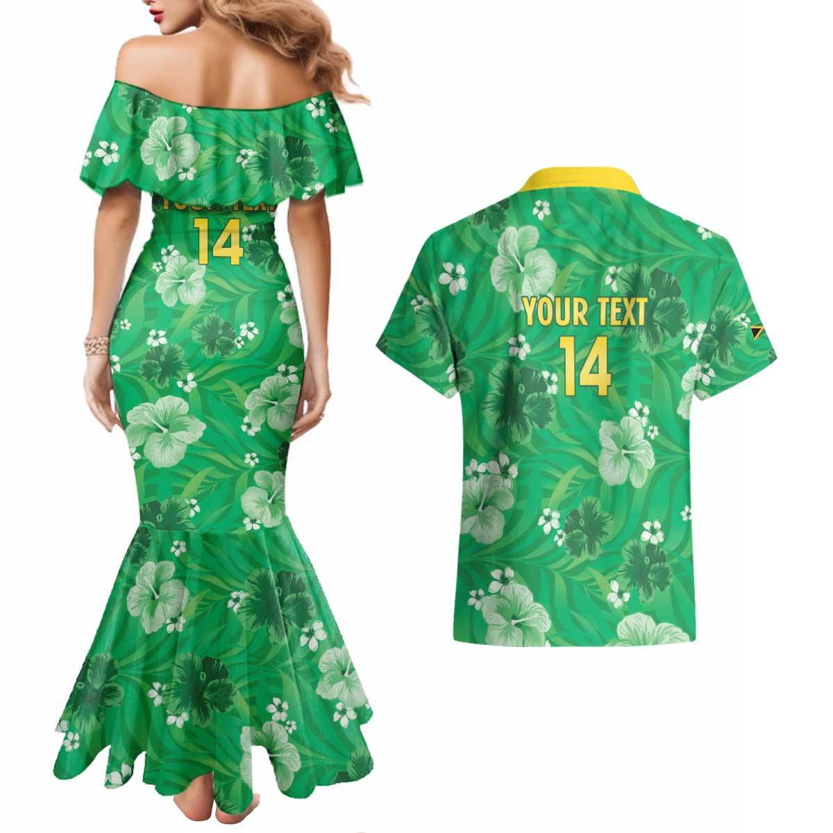 Custom Jamaica Cricket Couples Matching Mermaid Dress and Hawaiian Shirt Fi Wi Tallawahs Tropical Style - Wonder Print Shop