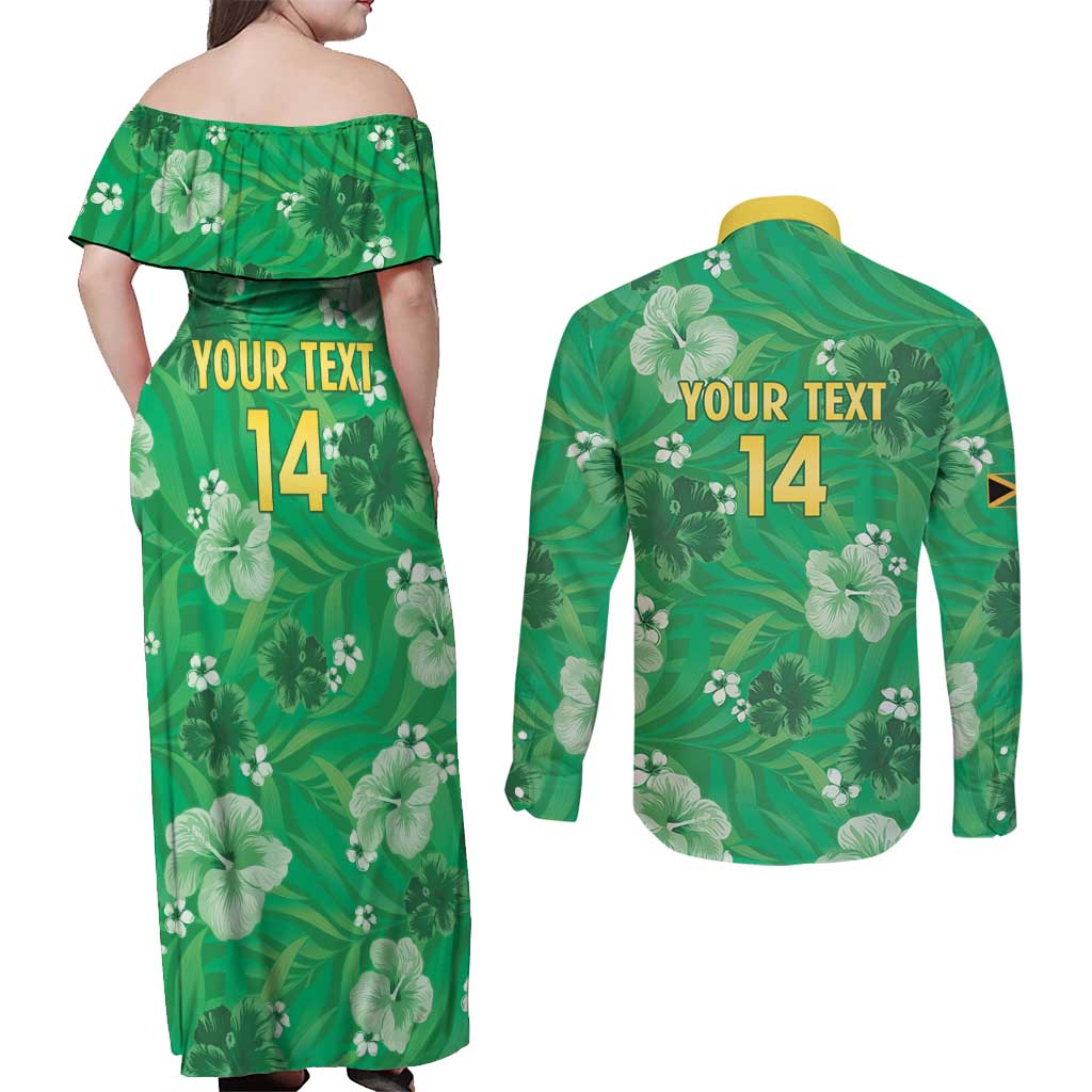 Custom Jamaica Cricket Couples Matching Off Shoulder Maxi Dress and Long Sleeve Button Shirt Fi Wi Tallawahs Tropical Style - Wonder Print Shop