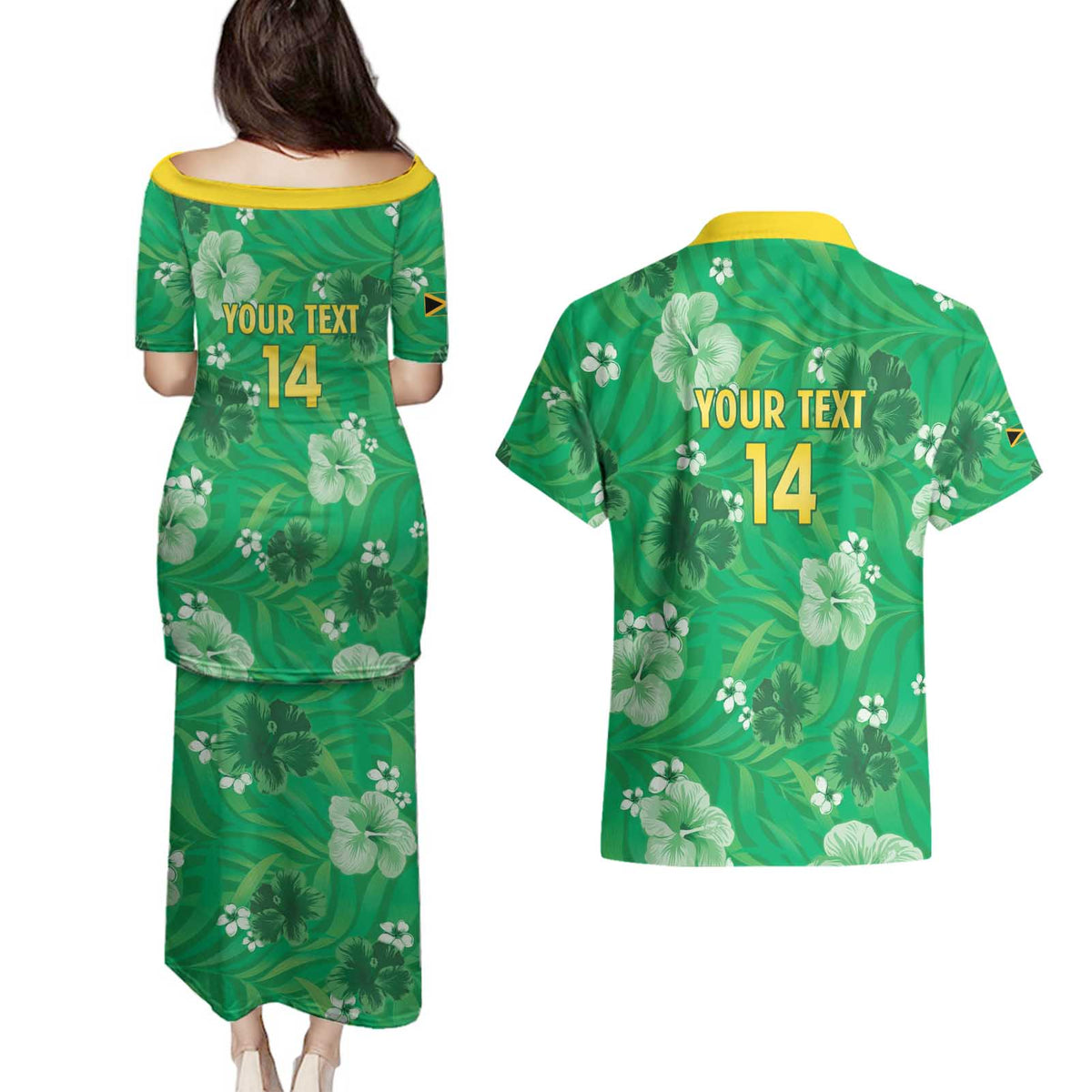 Custom Jamaica Cricket Couples Matching Puletasi and Hawaiian Shirt Fi Wi Tallawahs Tropical Style - Wonder Print Shop