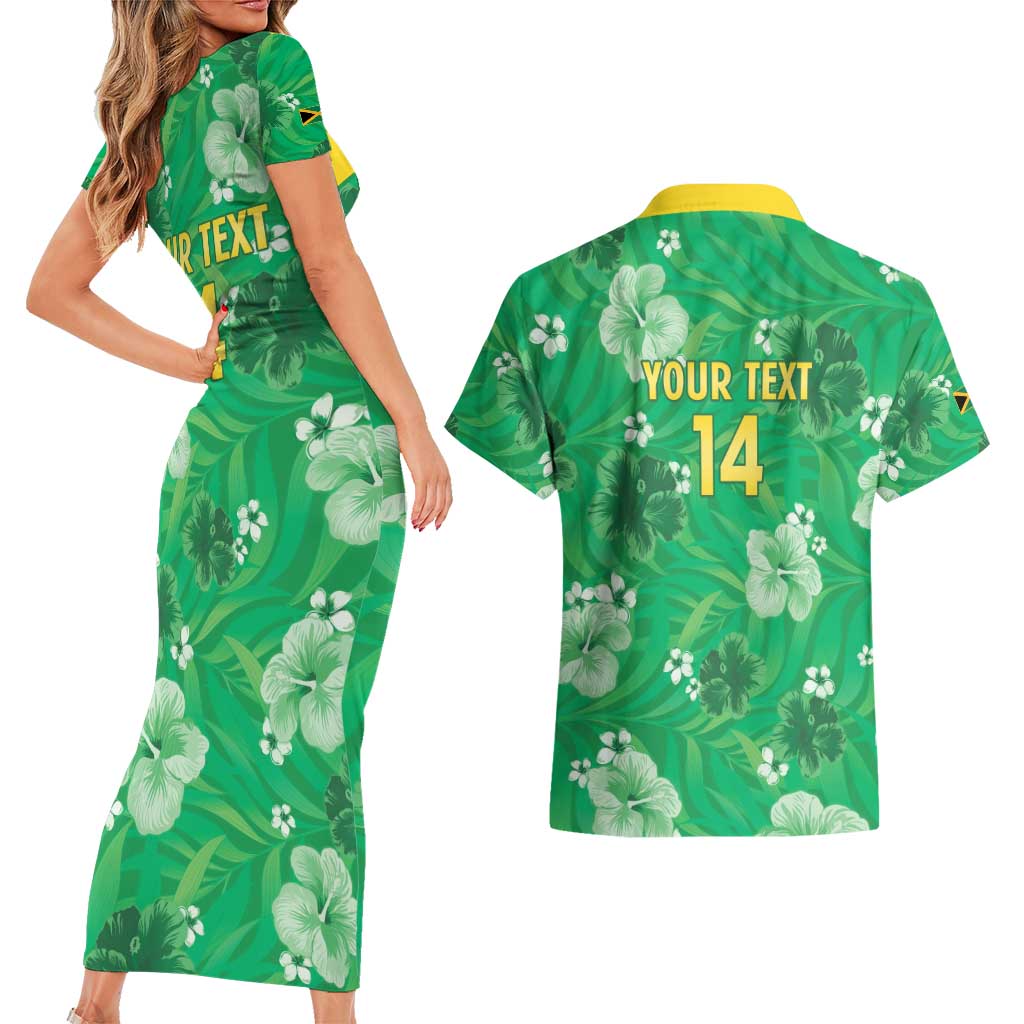 Custom Jamaica Cricket Couples Matching Short Sleeve Bodycon Dress and Hawaiian Shirt Fi Wi Tallawahs Tropical Style - Wonder Print Shop