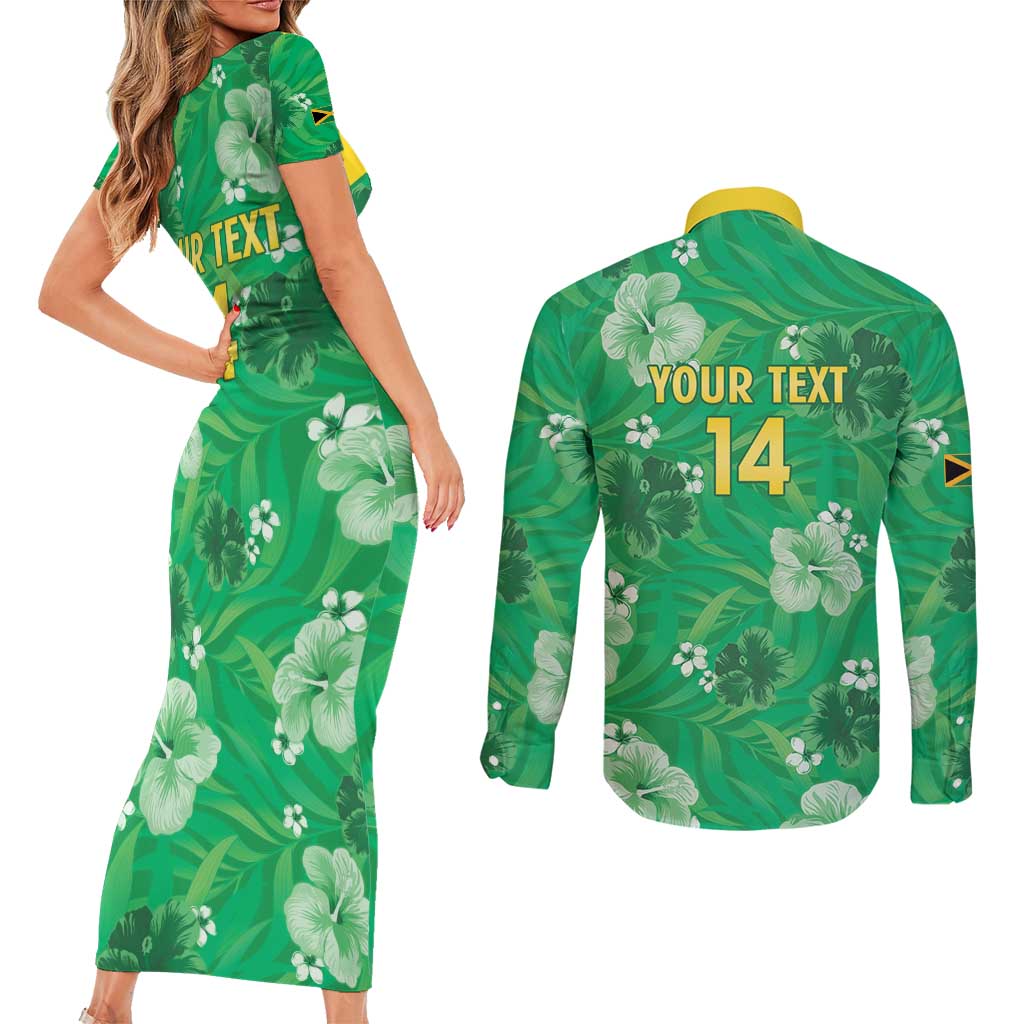 Custom Jamaica Cricket Couples Matching Short Sleeve Bodycon Dress and Long Sleeve Button Shirt Fi Wi Tallawahs Tropical Style - Wonder Print Shop