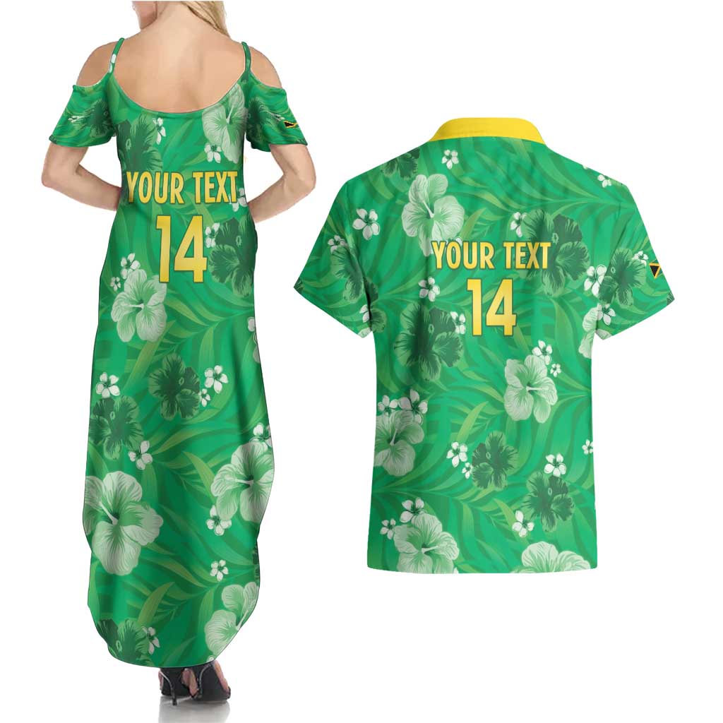 Custom Jamaica Cricket Couples Matching Summer Maxi Dress and Hawaiian Shirt Fi Wi Tallawahs Tropical Style - Wonder Print Shop