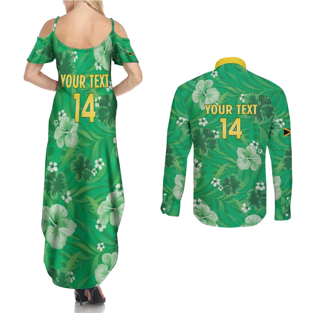 Custom Jamaica Cricket Couples Matching Summer Maxi Dress and Long Sleeve Button Shirt Fi Wi Tallawahs Tropical Style - Wonder Print Shop