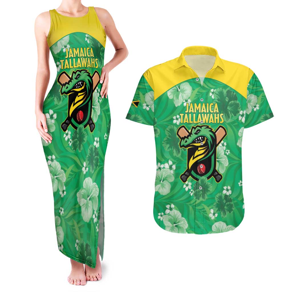 Custom Jamaica Cricket Couples Matching Tank Maxi Dress and Hawaiian Shirt Fi Wi Tallawahs Tropical Style - Wonder Print Shop