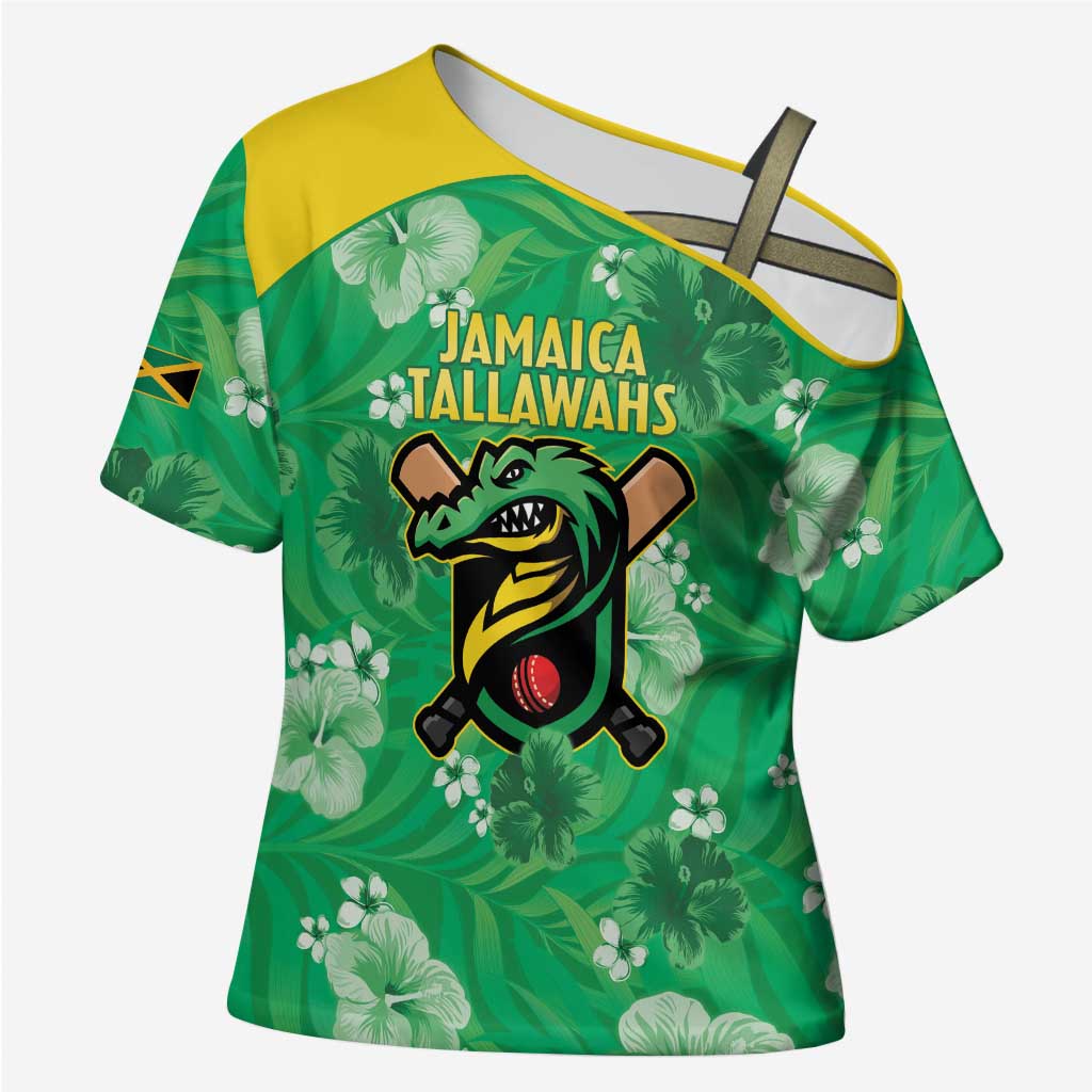 Custom Jamaica Cricket Cross Shoulder Shirt Fi Wi Tallawahs Tropical Style - Wonder Print Shop