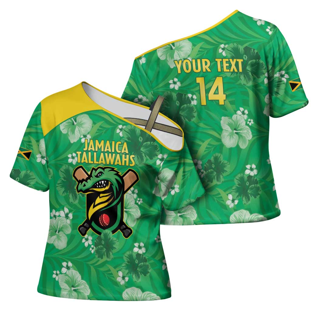 Custom Jamaica Cricket Cross Shoulder Shirt Fi Wi Tallawahs Tropical Style - Wonder Print Shop
