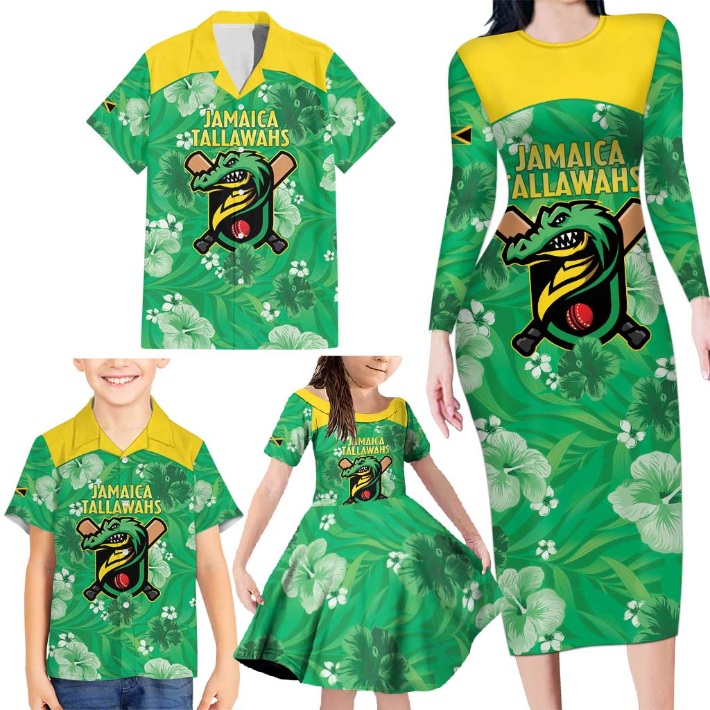 Custom Jamaica Cricket Family Matching Long Sleeve Bodycon Dress and Hawaiian Shirt Fi Wi Tallawahs Tropical Style - Wonder Print Shop