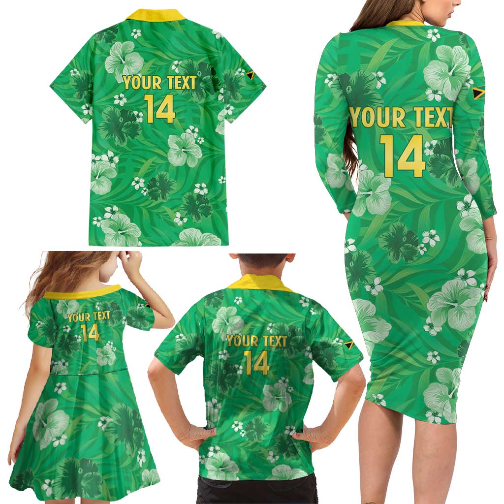 Custom Jamaica Cricket Family Matching Long Sleeve Bodycon Dress and Hawaiian Shirt Fi Wi Tallawahs Tropical Style - Wonder Print Shop