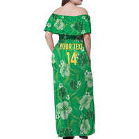 Custom Jamaica Cricket Family Matching Off Shoulder Maxi Dress and Hawaiian Shirt Fi Wi Tallawahs Tropical Style - Wonder Print Shop
