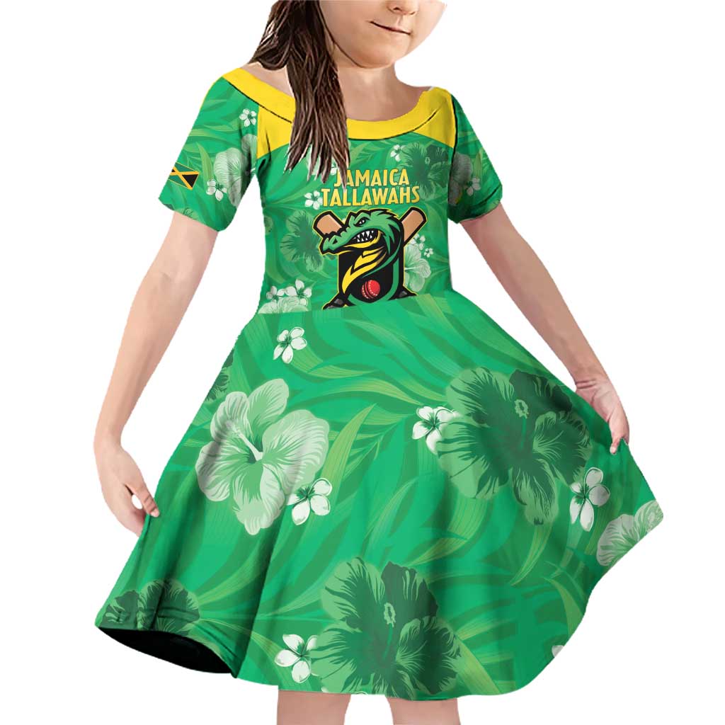 Custom Jamaica Cricket Family Matching Off Shoulder Short Dress and Hawaiian Shirt Fi Wi Tallawahs Tropical Style - Wonder Print Shop