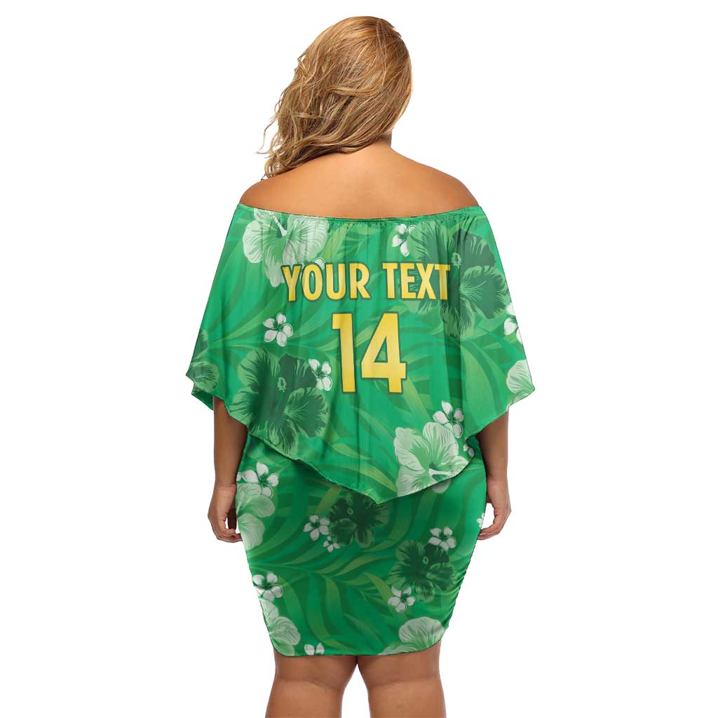 Custom Jamaica Cricket Family Matching Off Shoulder Short Dress and Hawaiian Shirt Fi Wi Tallawahs Tropical Style - Wonder Print Shop