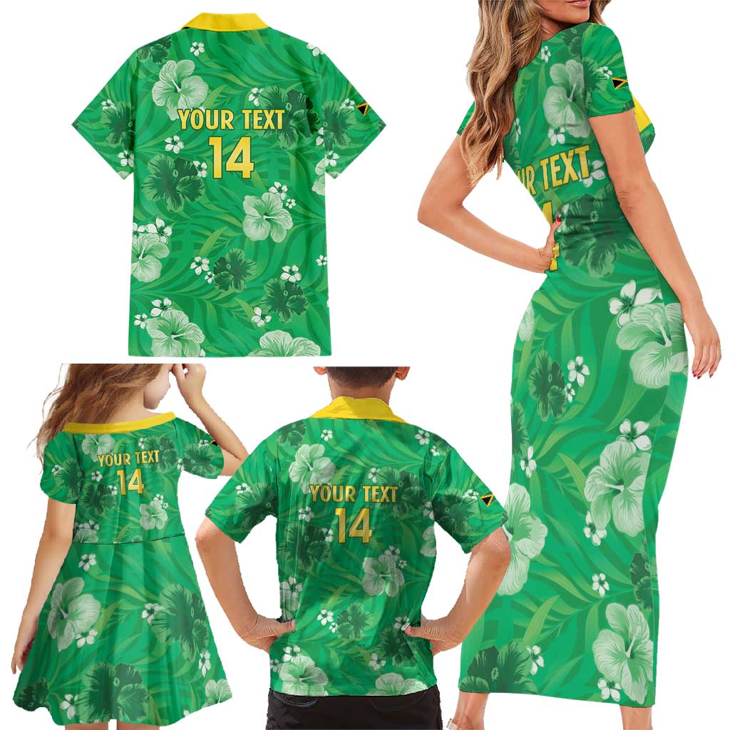 Custom Jamaica Cricket Family Matching Short Sleeve Bodycon Dress and Hawaiian Shirt Fi Wi Tallawahs Tropical Style - Wonder Print Shop