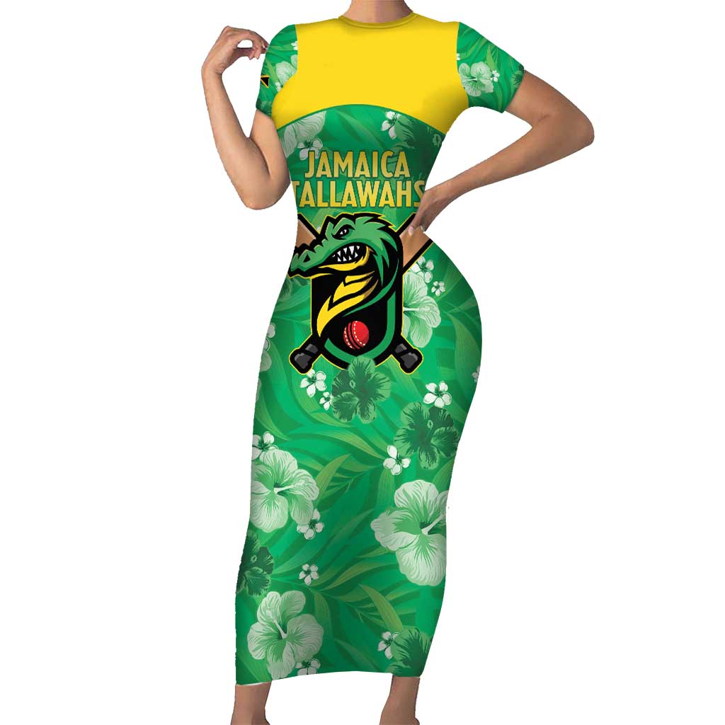 Custom Jamaica Cricket Family Matching Short Sleeve Bodycon Dress and Hawaiian Shirt Fi Wi Tallawahs Tropical Style - Wonder Print Shop