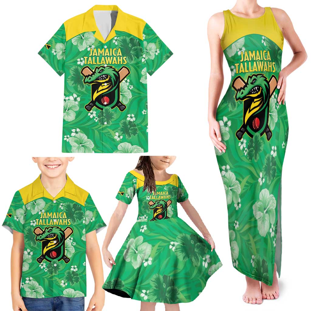 Custom Jamaica Cricket Family Matching Tank Maxi Dress and Hawaiian Shirt Fi Wi Tallawahs Tropical Style - Wonder Print Shop