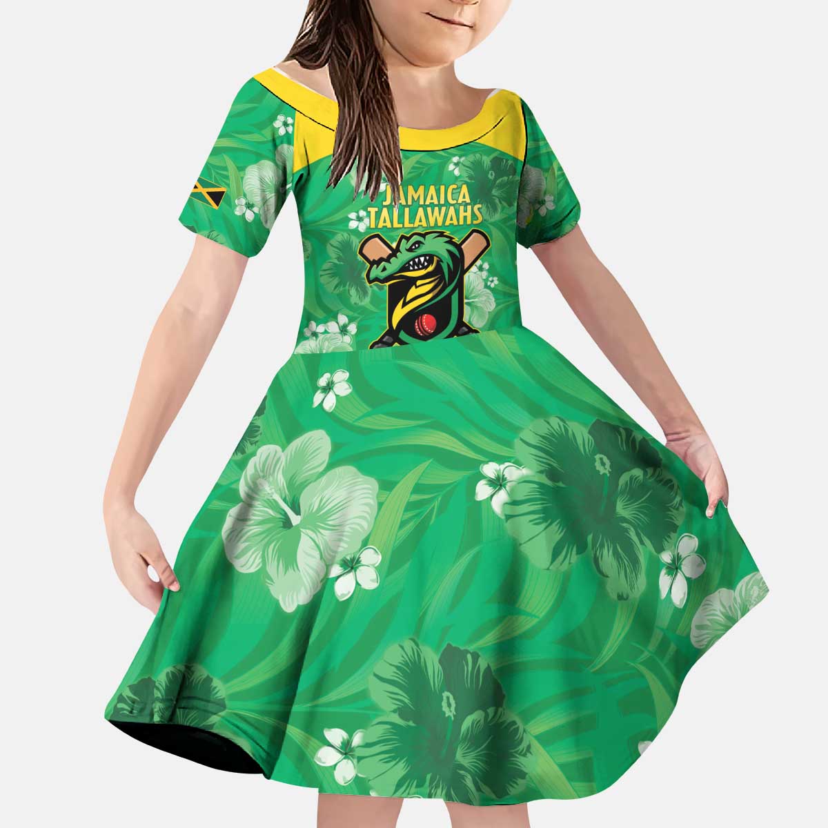 Custom Jamaica Cricket Kid Short Sleeve Dress Fi Wi Tallawahs Tropical Style - Wonder Print Shop