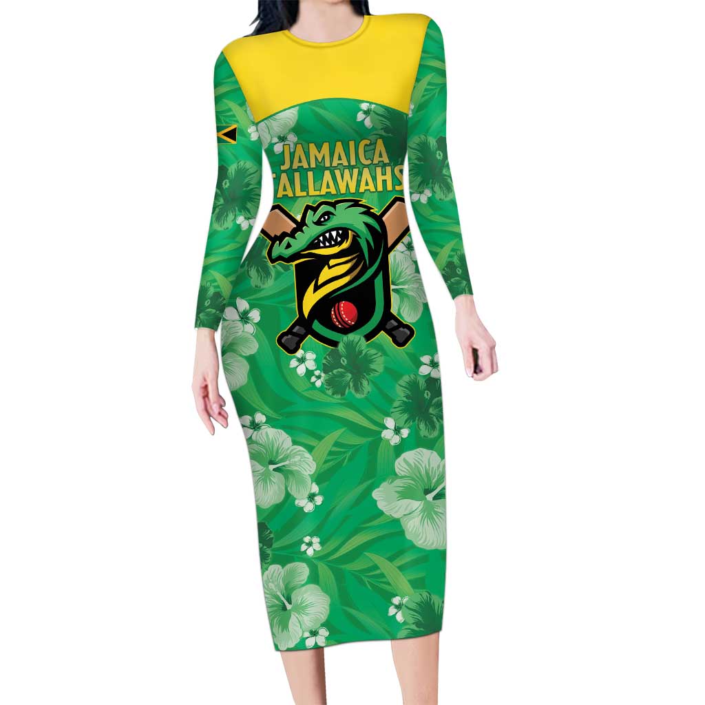 Custom Jamaica Cricket Long Sleeve Bodycon Dress Fi Wi Tallawahs Tropical Style - Wonder Print Shop
