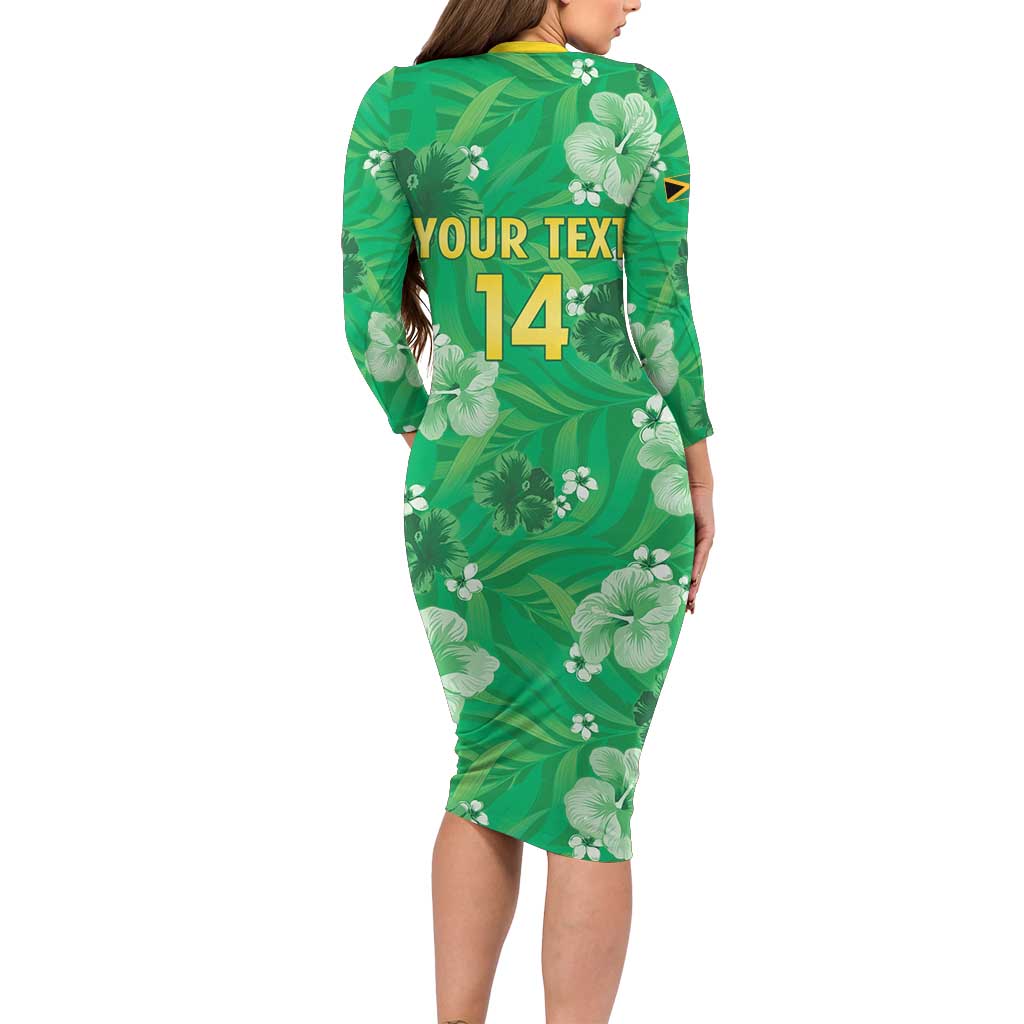 Custom Jamaica Cricket Long Sleeve Bodycon Dress Fi Wi Tallawahs Tropical Style - Wonder Print Shop