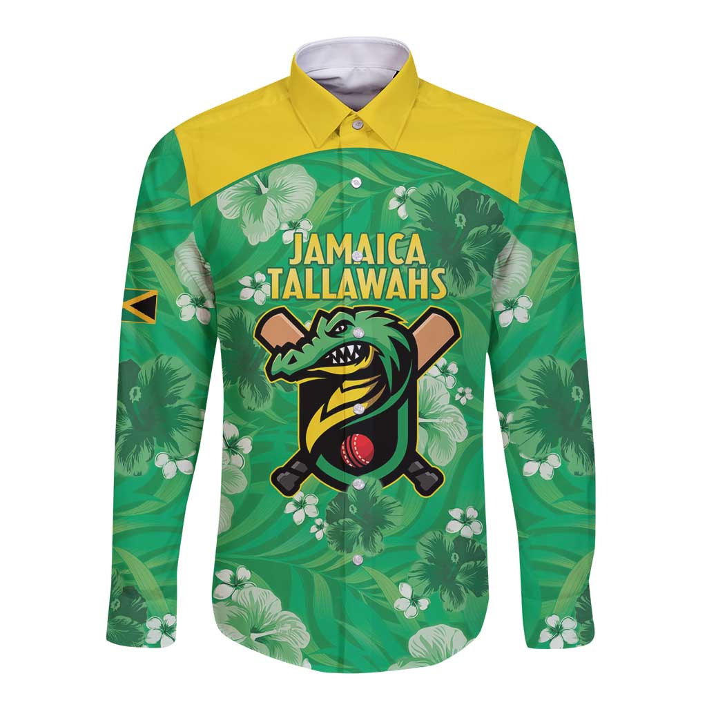 Custom Jamaica Cricket Long Sleeve Button Shirt Fi Wi Tallawahs Tropical Style - Wonder Print Shop