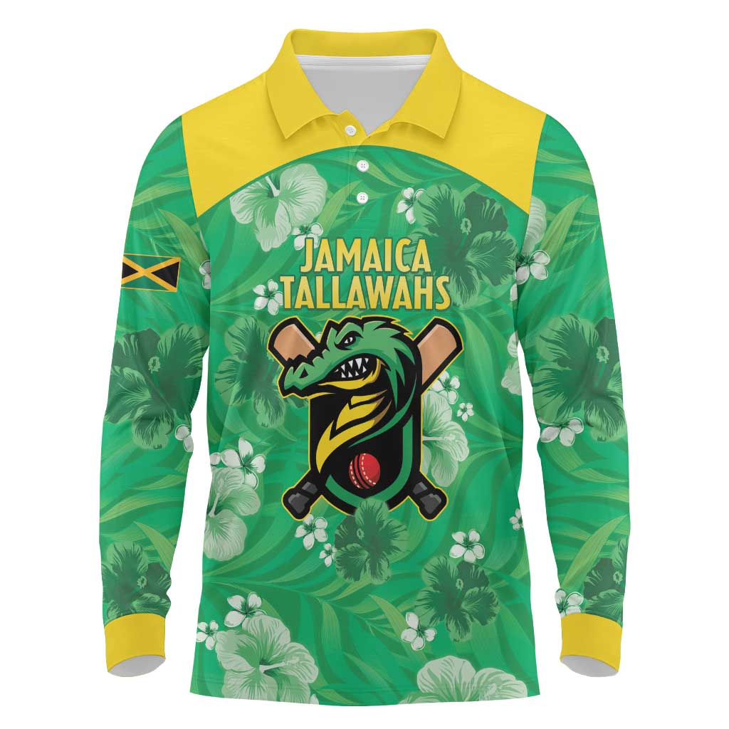 Custom Jamaica Cricket Long Sleeve Polo Shirt Fi Wi Tallawahs Tropical Style - Wonder Print Shop