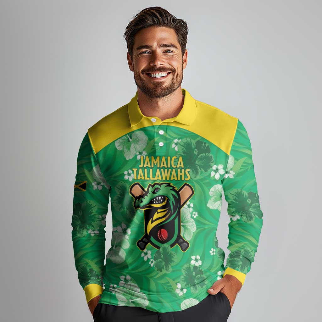 Custom Jamaica Cricket Long Sleeve Polo Shirt Fi Wi Tallawahs Tropical Style - Wonder Print Shop