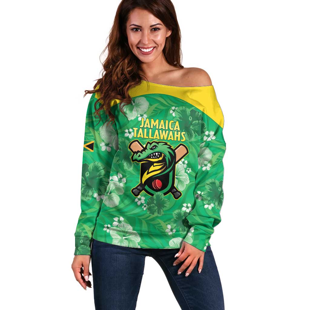 Custom Jamaica Cricket Off Shoulder Sweater Fi Wi Tallawahs Tropical Style - Wonder Print Shop