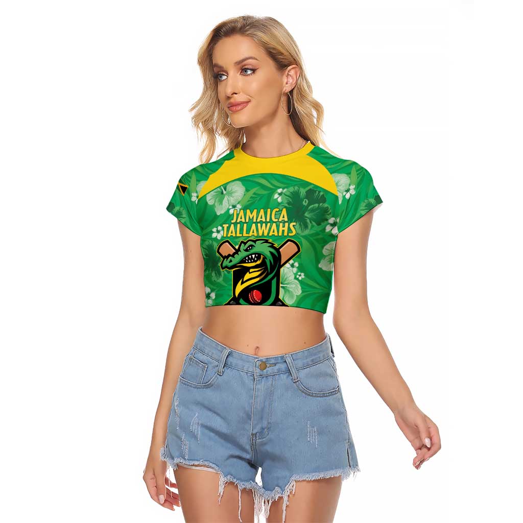Custom Jamaica Cricket Raglan Cropped T Shirt Fi Wi Tallawahs Tropical Style - Wonder Print Shop