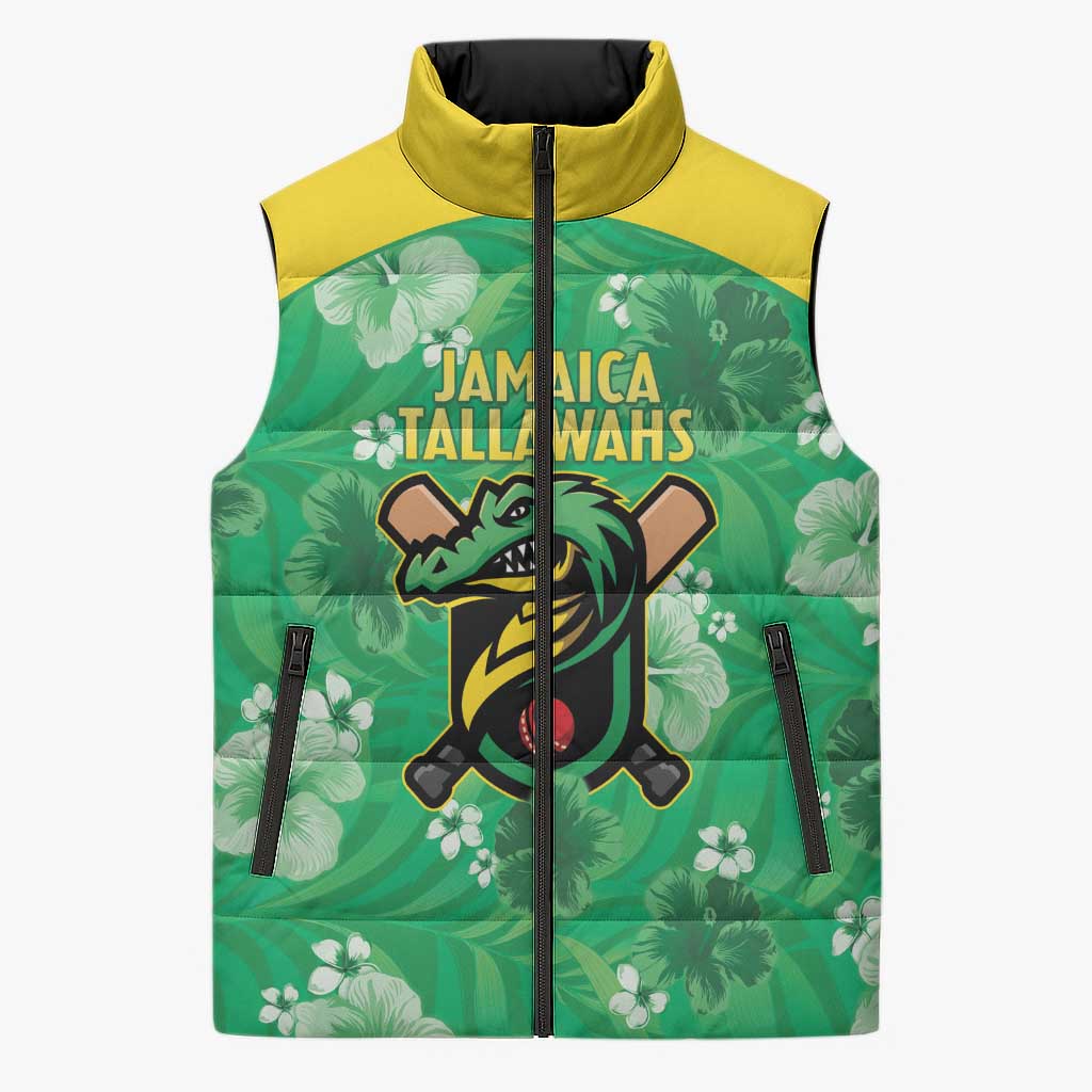 Custom Jamaica Cricket Sleeveless Puffer Jacket Fi Wi Tallawahs Tropical Style - Wonder Print Shop