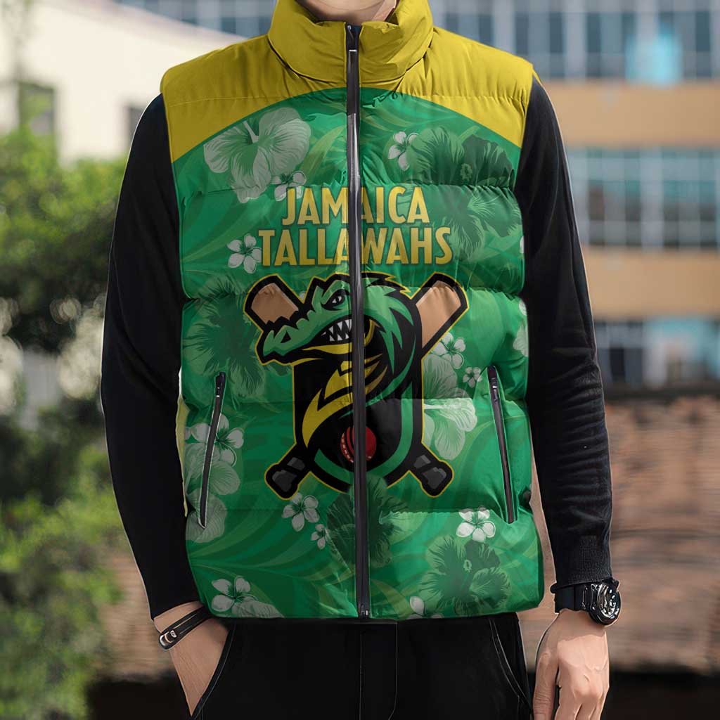 Custom Jamaica Cricket Sleeveless Puffer Jacket Fi Wi Tallawahs Tropical Style - Wonder Print Shop