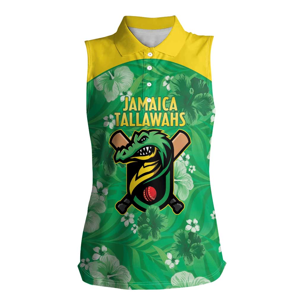 Custom Jamaica Cricket Women Sleeveless Polo Shirt Fi Wi Tallawahs Tropical Style - Wonder Print Shop