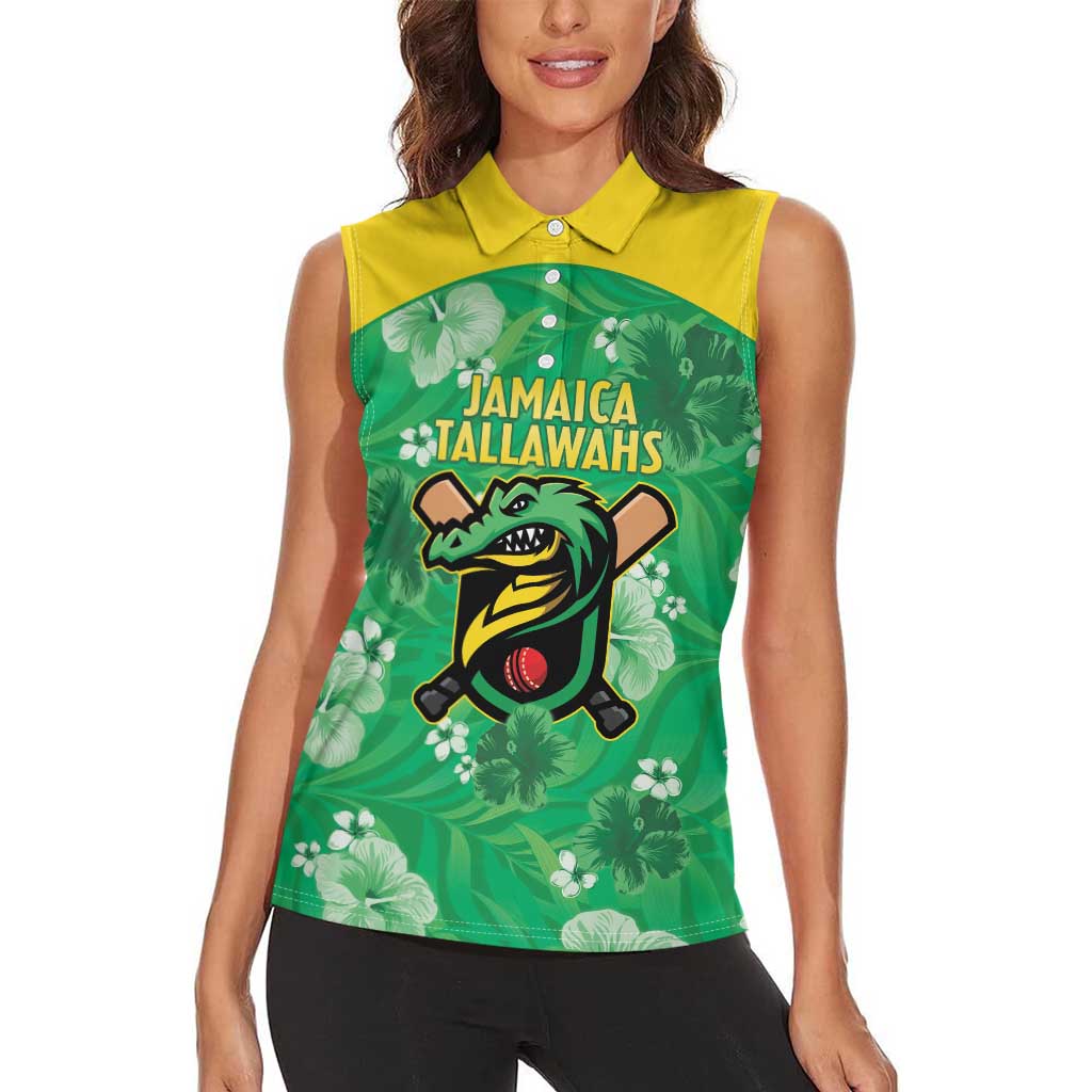 Custom Jamaica Cricket Women Sleeveless Polo Shirt Fi Wi Tallawahs Tropical Style - Wonder Print Shop