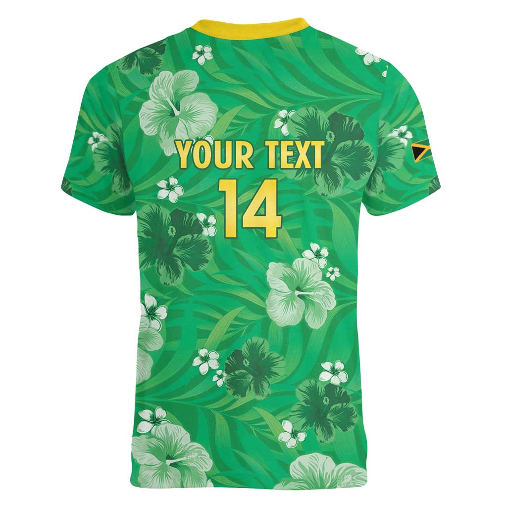 Custom Jamaica Cricket Women V-Neck T-Shirt Fi Wi Tallawahs Tropical Style - Wonder Print Shop