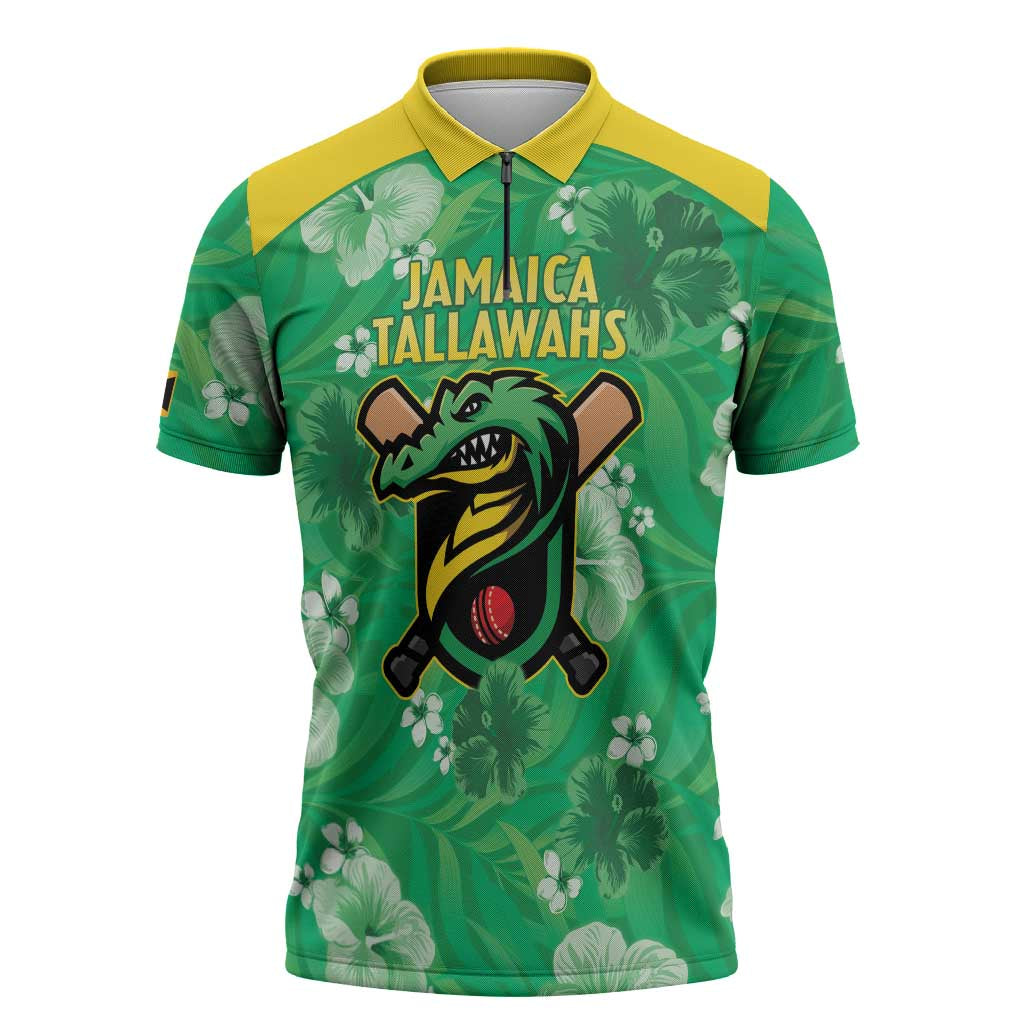 Custom Jamaica Cricket Zipper Polo Shirt Fi Wi Tallawahs Tropical Style - Wonder Print Shop