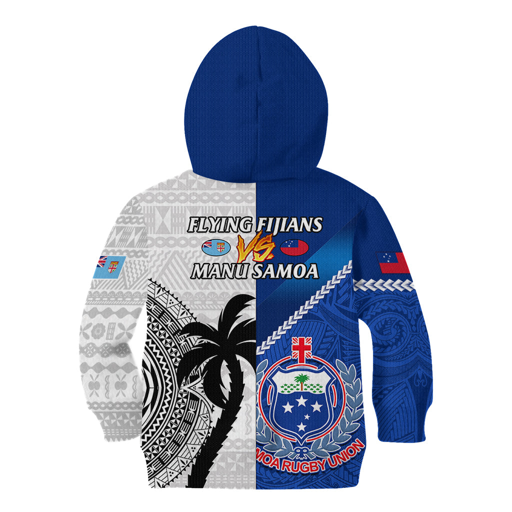 Fiji And Samoa Rugby Kid Hoodie 2023 World Cup Samoan Mix Tapa Pattern - Wonder Print Shop