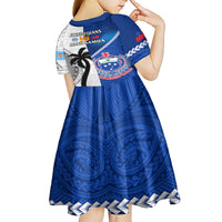 Fiji And Samoa Rugby Kid Short Sleeve Dress 2023 World Cup Samoan Mix Tapa Pattern - Wonder Print Shop