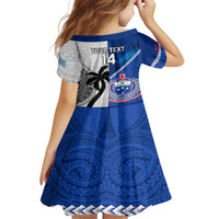 Custom Fiji And Samoa Rugby Kid Short Sleeve Dress 2023 World Cup Samoan Mix Tapa Pattern - Wonder Print Shop