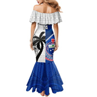 Custom Fiji And Samoa Rugby Mermaid Dress 2023 World Cup Samoan Mix Tapa Pattern - Wonder Print Shop